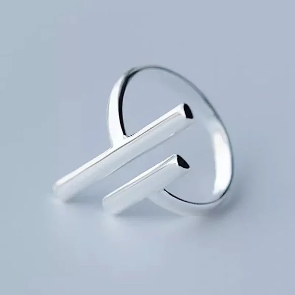 ⚜️𝟯𝟬%𝗢𝗙𝗙 𝗯𝘂𝗻𝗱𝗹𝗲𝘀 𝟯+⚜️ NEW Double Bar Silver Minimalist Adjustable Ring - Picture 4 of 8